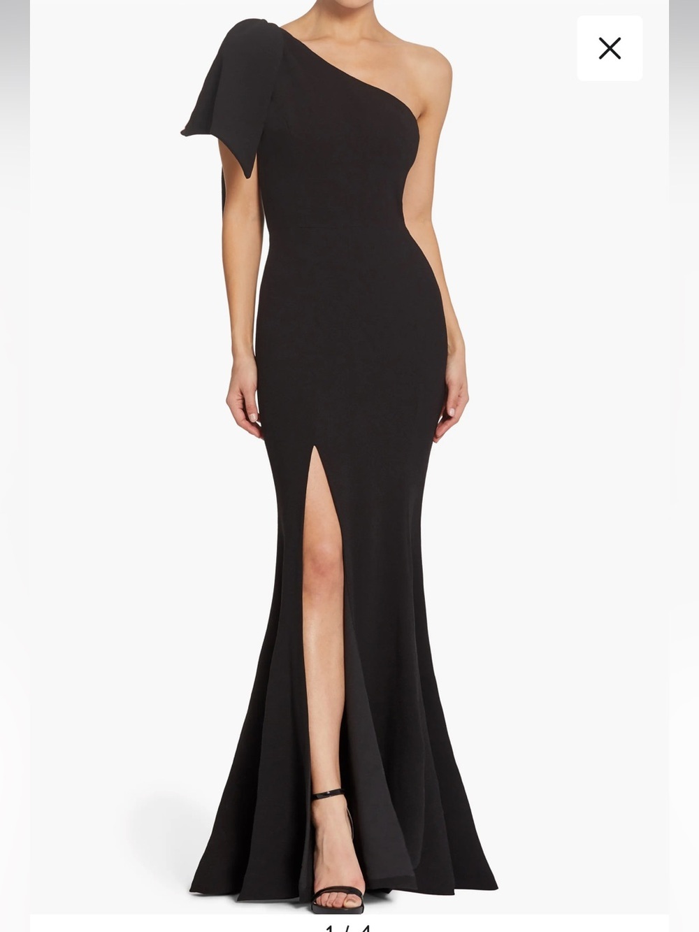 Dress The Population Georgina One Shoulder Crepe Black Gown Women's Size L